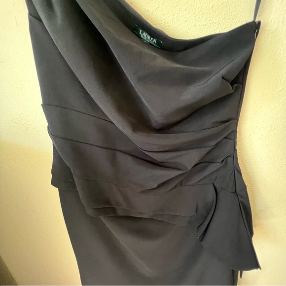 RALPH LAUREN Cocktail One Shoulder Dress Black Size 16 NWT - Picture 11 of 16